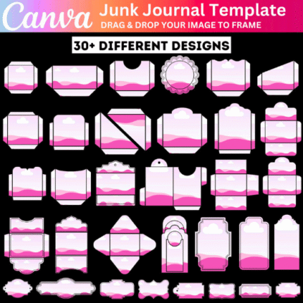 30+ Junk Journal Canva Editable Template, Junk Journal Frames, Custom Junk Journal Tags, Digital Papered Junk Journal