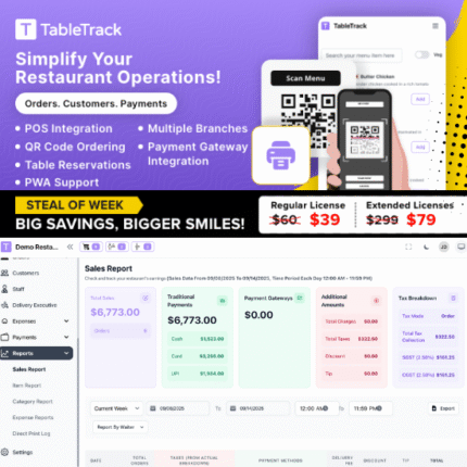 TableTrack - The Complete SaaS Restaurant Management Solution - Codecanyon Code Script